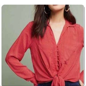 Anthropologie Maeve polka dot convertible cropped top - RED & WHITE